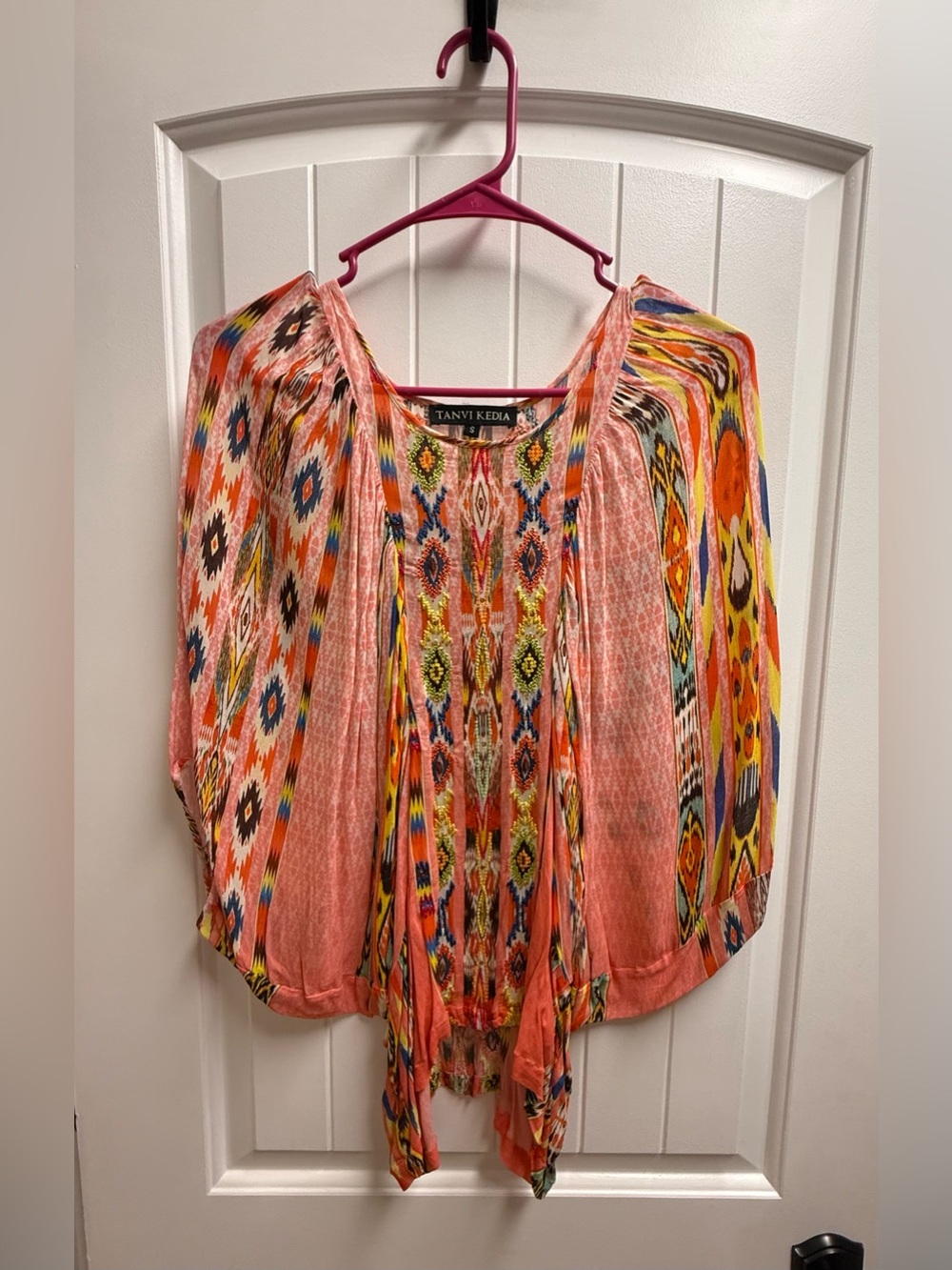 ANTHROPOLOGIE Tanvi Kedia Women’s Shivali Tribal Aztec Print Bohemian Top Sz S